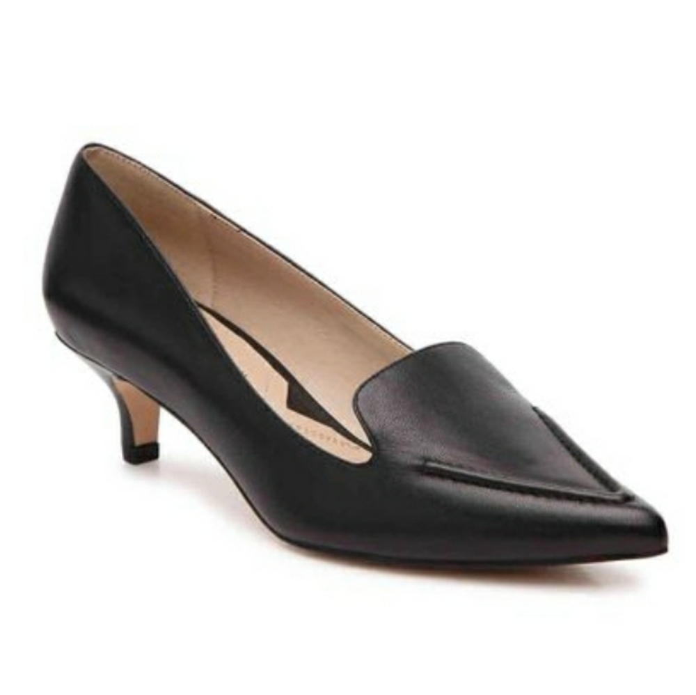 Adrienne Vittadini Black Kitten Heel Loafers